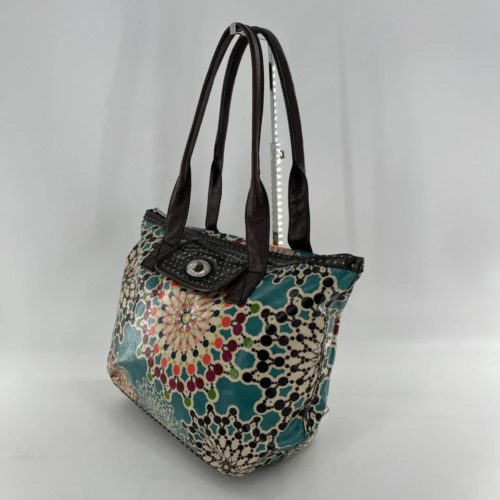Fossil Key Per Large Tote Coat Satchel Shoulder Bag Kaleidoscope Medallion Multi